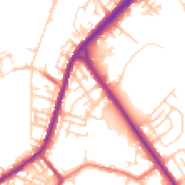 Daytime road noise heatmap for OL16 2TE