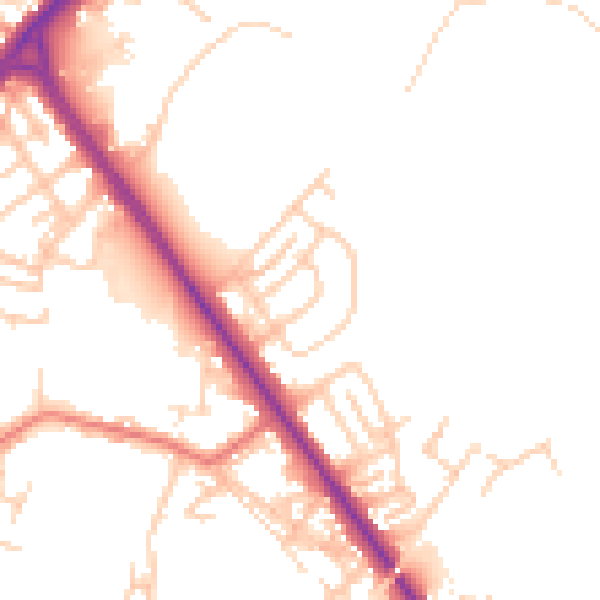 Daytime road noise heatmap for OL16 2TL