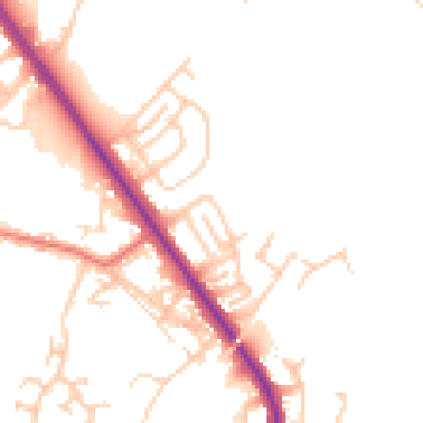 Daytime road noise heatmap for OL16 2TT
