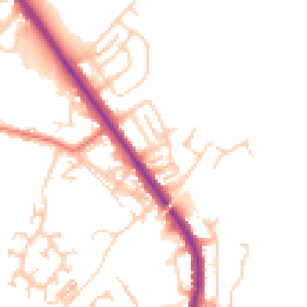 Daytime road noise heatmap for OL16 2TX