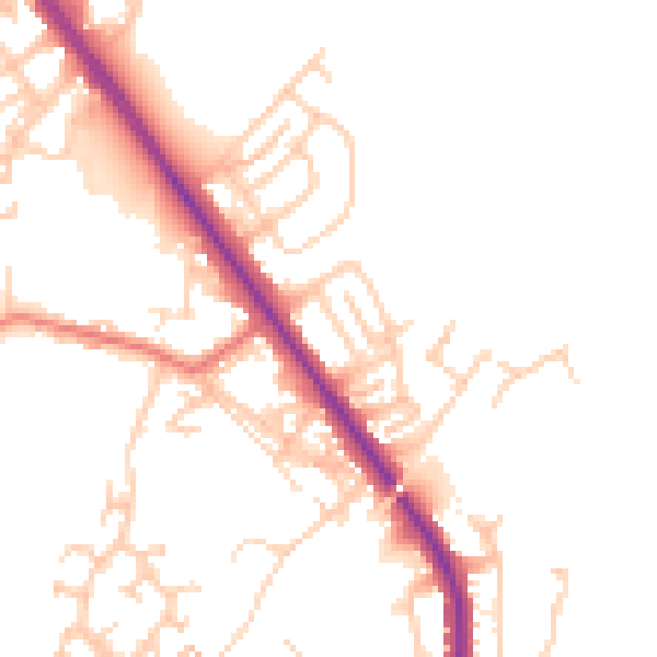 Daytime road noise heatmap for OL16 2TY