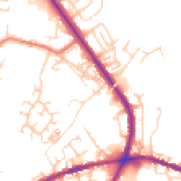 Daytime road noise heatmap for OL16 2XY
