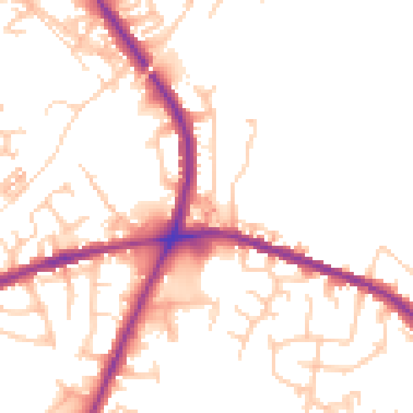 Daytime road noise heatmap for OL16 3AX