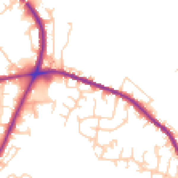 Daytime road noise heatmap for OL16 3AZ