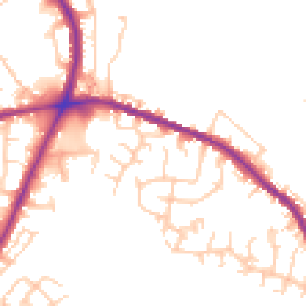 Daytime road noise heatmap for OL16 3BA