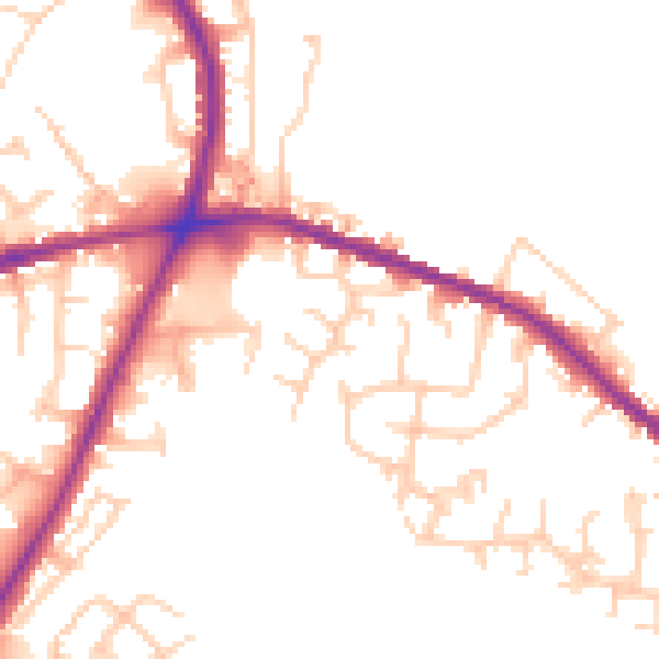 Daytime road noise heatmap for OL16 3BE