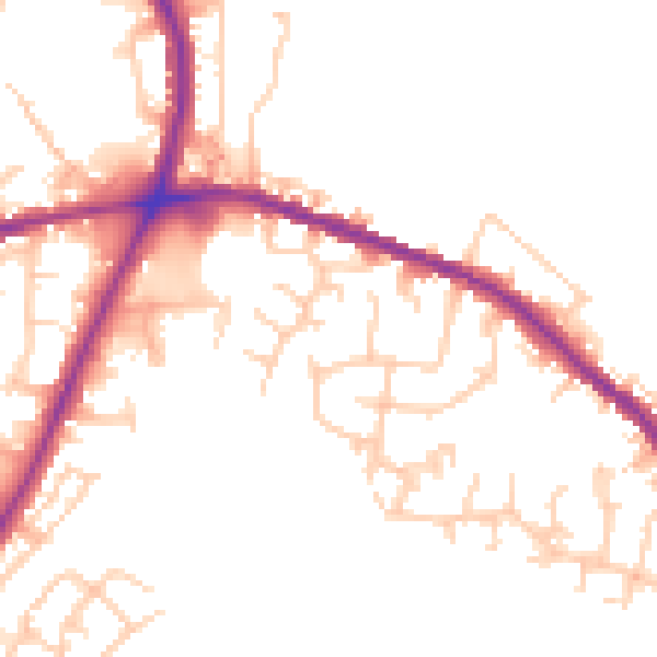 Daytime road noise heatmap for OL16 3BF