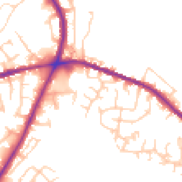 Daytime road noise heatmap for OL16 3BP