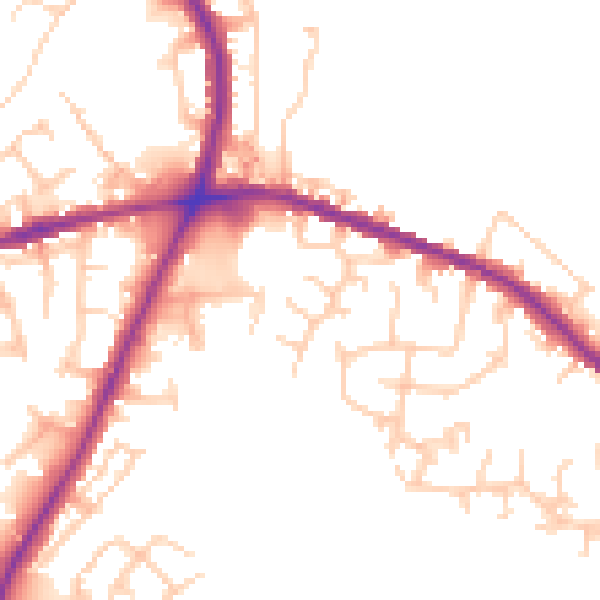 Daytime road noise heatmap for OL16 3BS