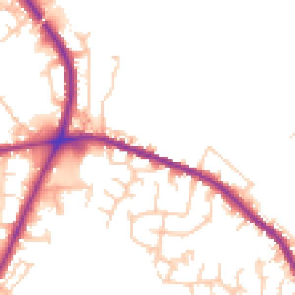 Daytime road noise heatmap for OL16 3BW