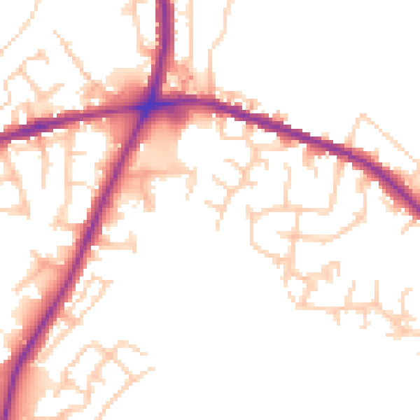 Daytime road noise heatmap for OL16 3BZ