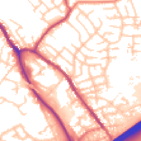 Daytime road noise heatmap for OL16 3DN