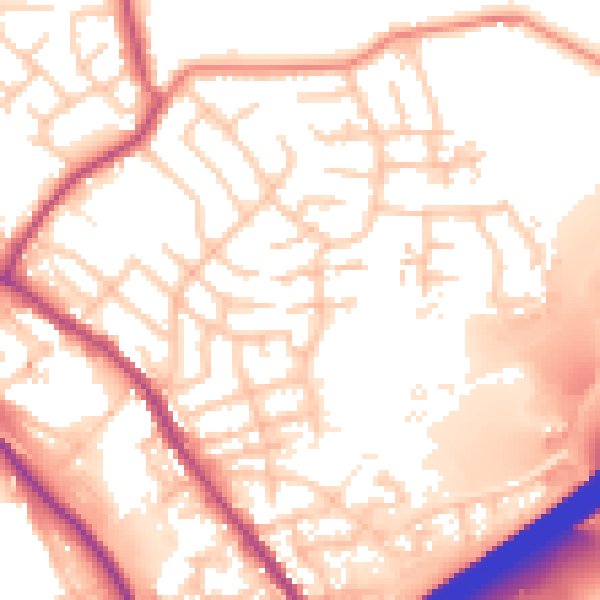 Daytime road noise heatmap for OL16 3DX