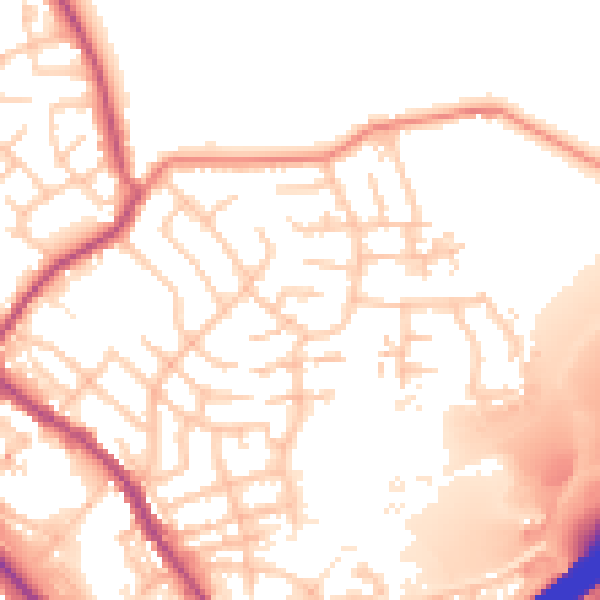 Daytime road noise heatmap for OL16 3EL