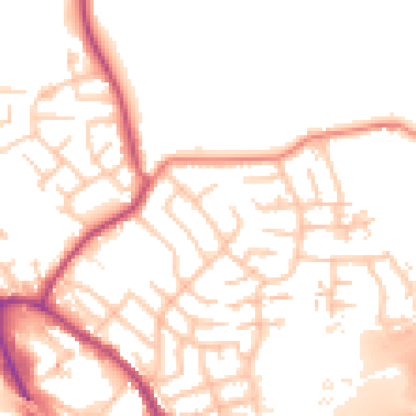 Daytime road noise heatmap for OL16 3EW