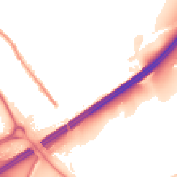 Night-time road noise heatmap for OL16 3HD