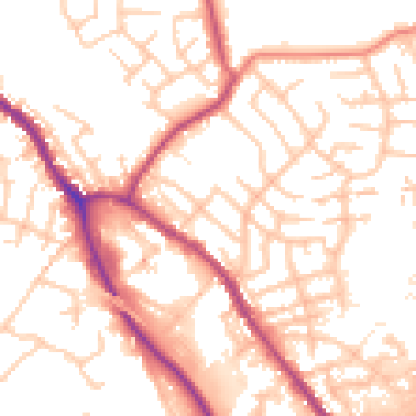Daytime road noise heatmap for OL16 3LB