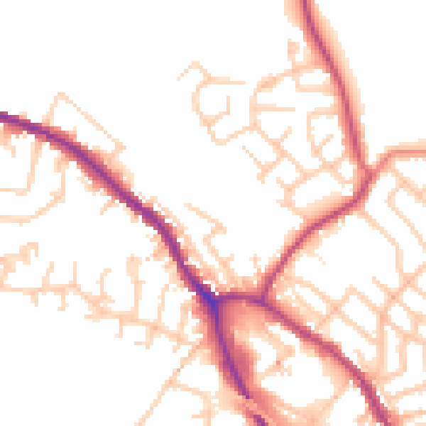 Daytime road noise heatmap for OL16 3LY