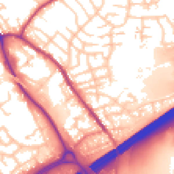 Daytime road noise heatmap for OL16 3NS