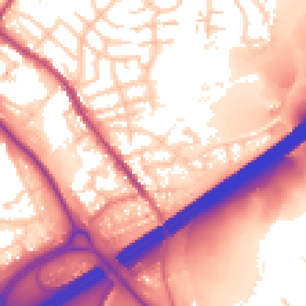 Daytime road noise heatmap for OL16 3PE