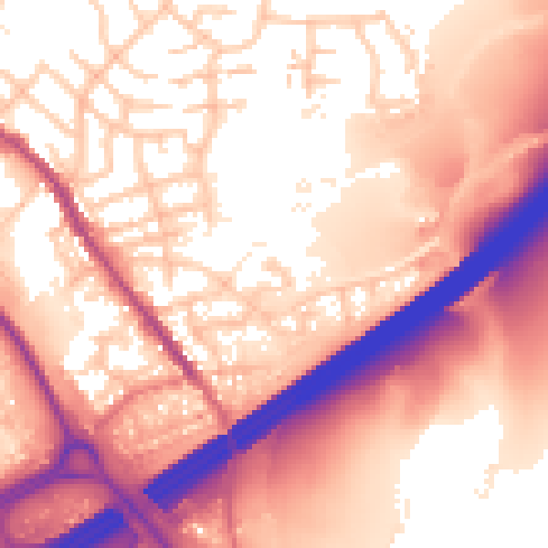 Daytime road noise heatmap for OL16 3PJ