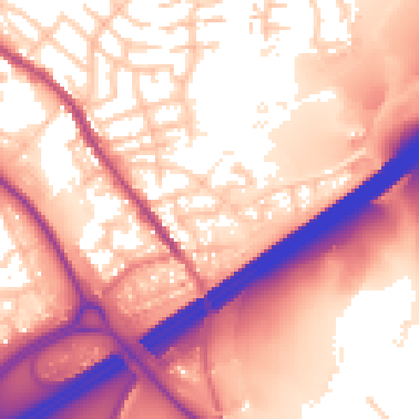 Daytime road noise heatmap for OL16 3PN