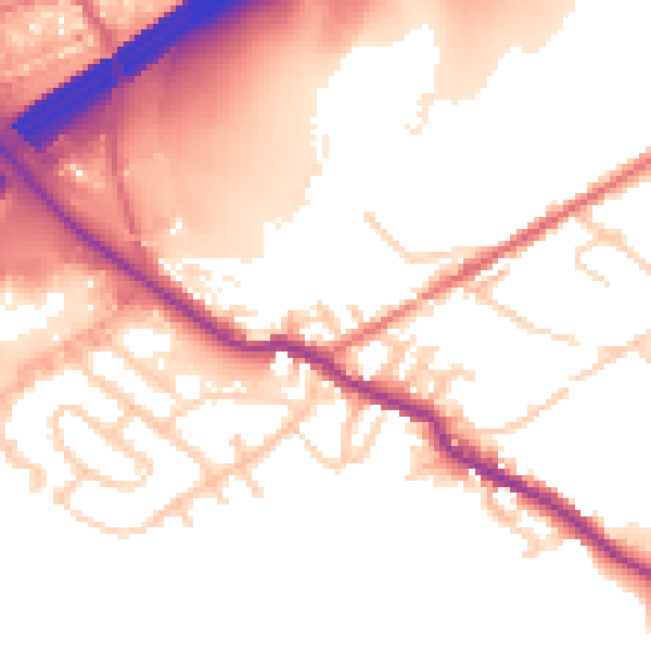 Daytime road noise heatmap for OL16 3RY