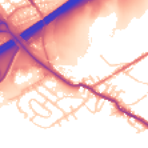 Daytime road noise heatmap for OL16 3RZ