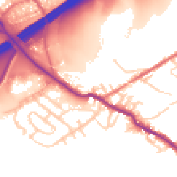 Daytime road noise heatmap for OL16 3SD
