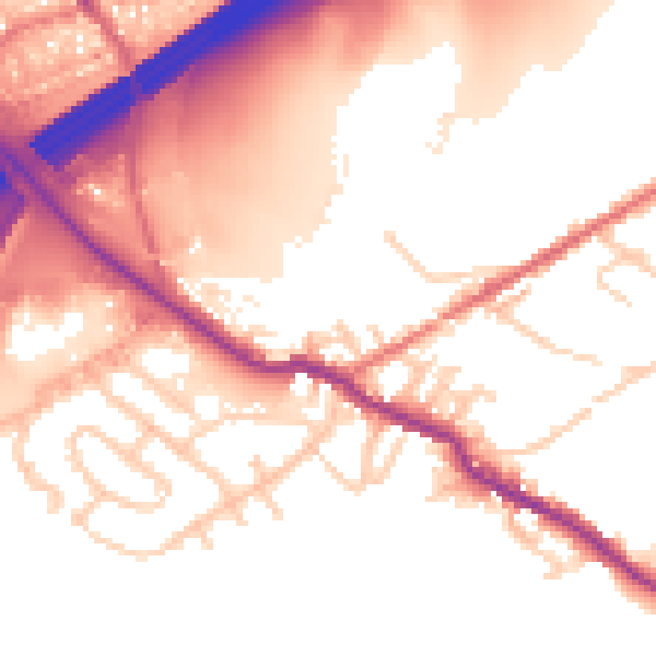 Daytime road noise heatmap for OL16 3SE