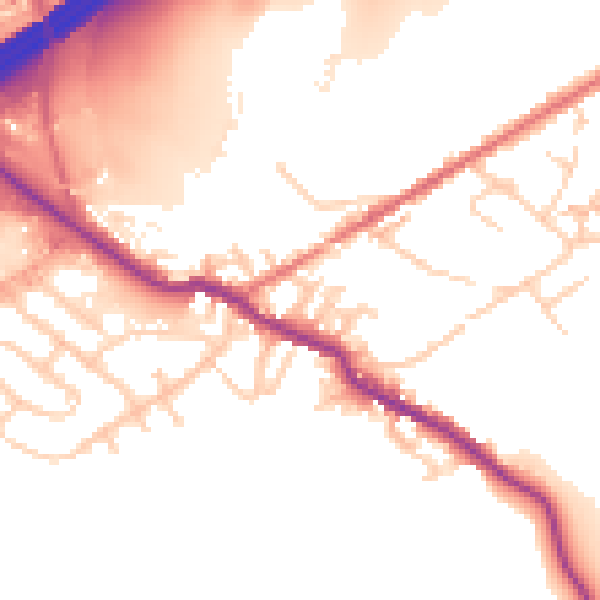 Daytime road noise heatmap for OL16 3SL