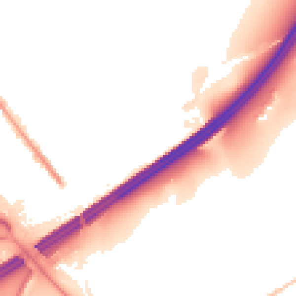 Night-time road noise heatmap for OL16 3TU