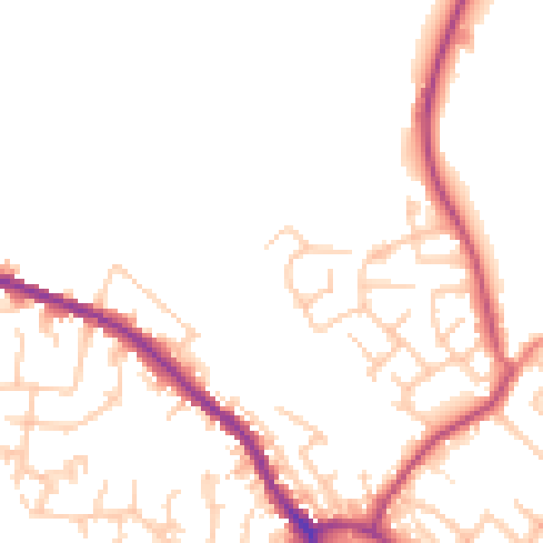 Daytime road noise heatmap for OL16 3XE