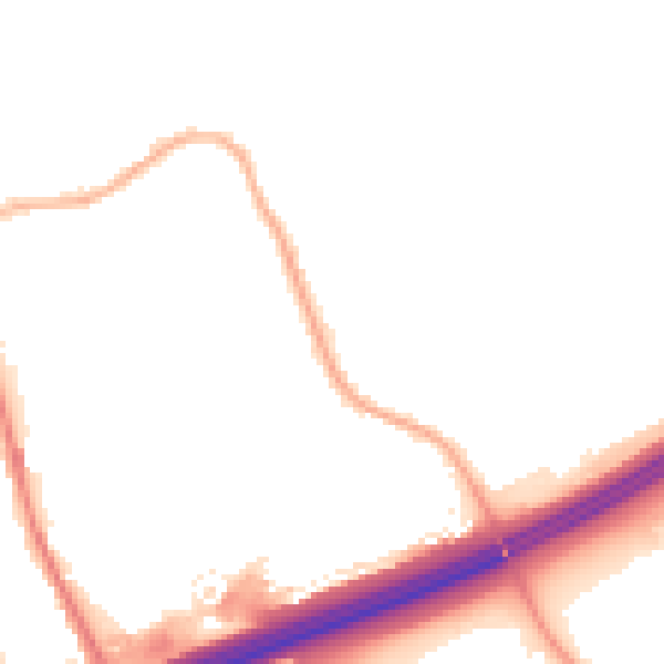 Night-time road noise heatmap for OL16 4AH