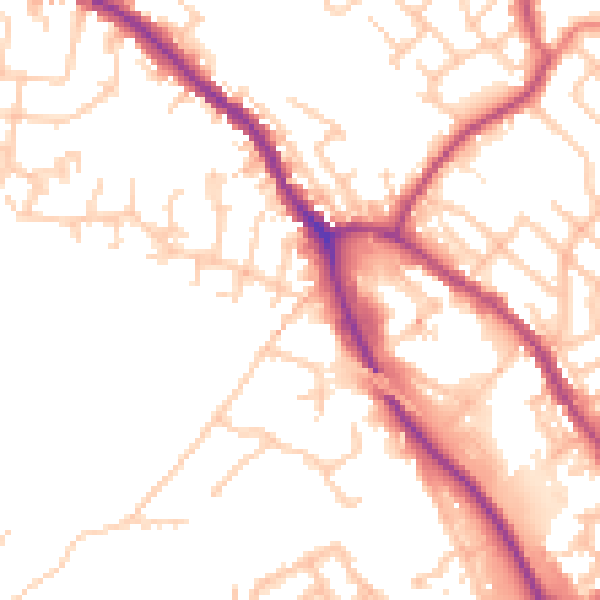 Daytime road noise heatmap for OL16 4BT