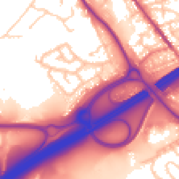 Daytime road noise heatmap for OL16 4EW