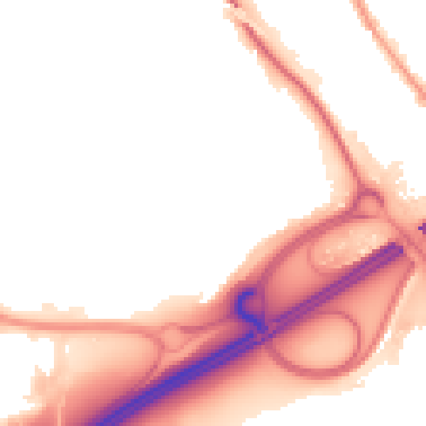 Night-time road noise heatmap for OL16 4EX