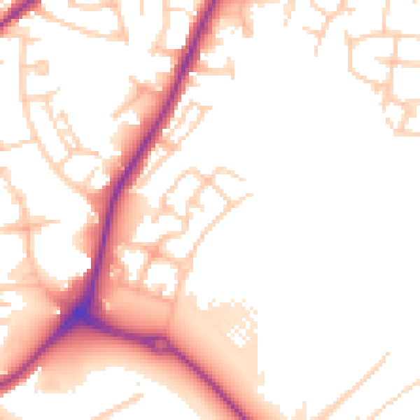 Daytime road noise heatmap for OL16 4GW