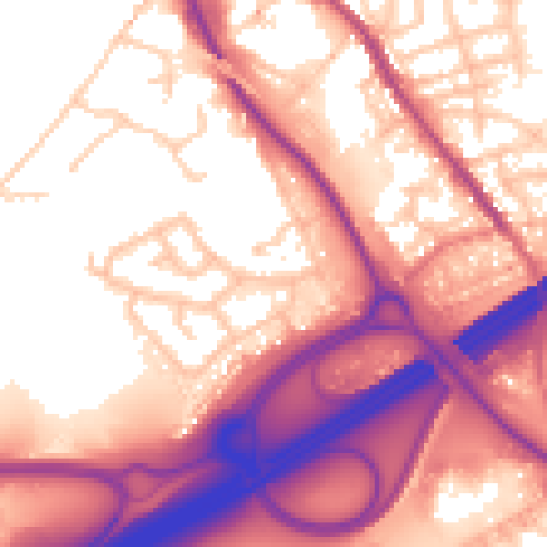 Daytime road noise heatmap for OL16 4HB