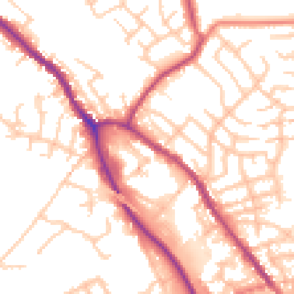Daytime road noise heatmap for OL16 4HS