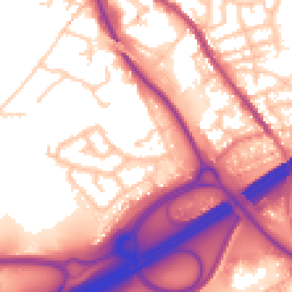 Daytime road noise heatmap for OL16 4JB