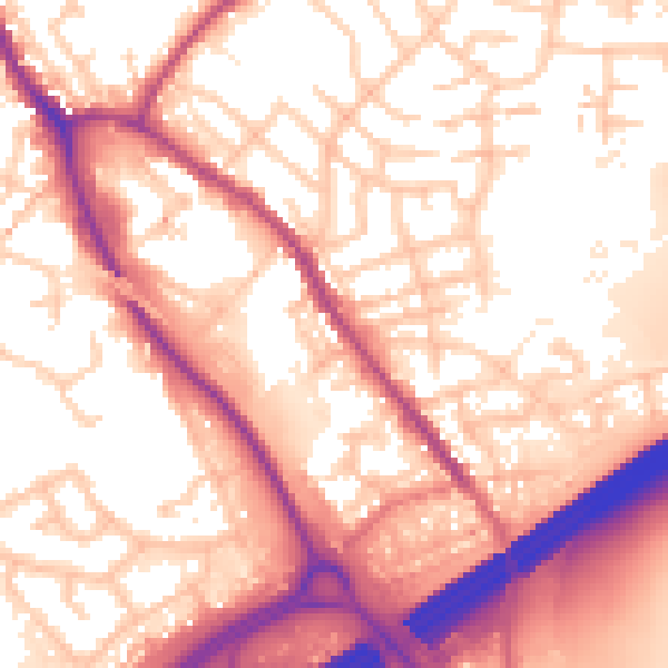 Daytime road noise heatmap for OL16 4JW