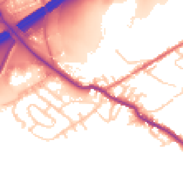 Daytime road noise heatmap for OL16 4JZ