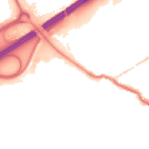 Night-time road noise heatmap for OL16 4NB