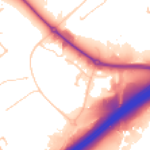 Daytime road noise heatmap for OL16 4NG
