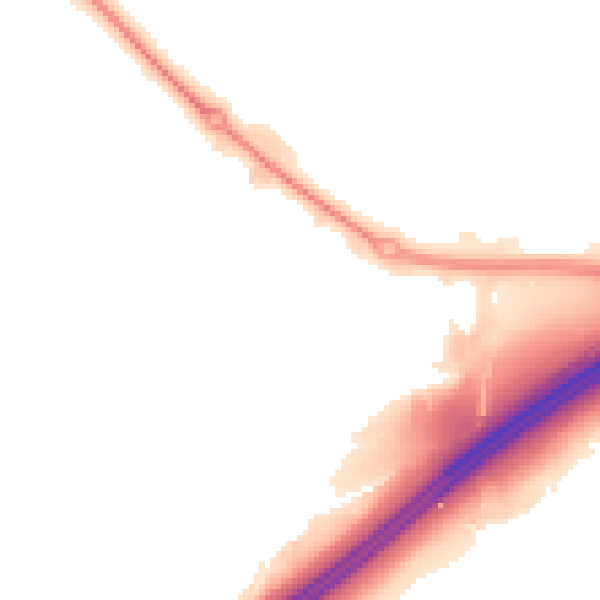 Night-time road noise heatmap for OL16 4NG