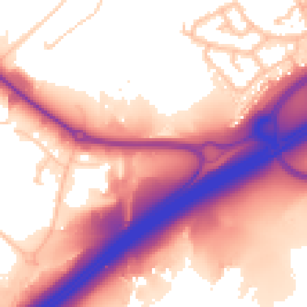 Daytime road noise heatmap for OL16 4NL