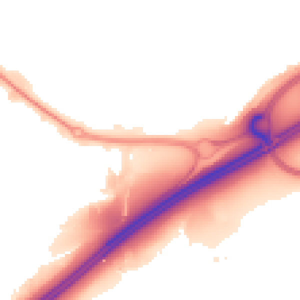 Night-time road noise heatmap for OL16 4NL