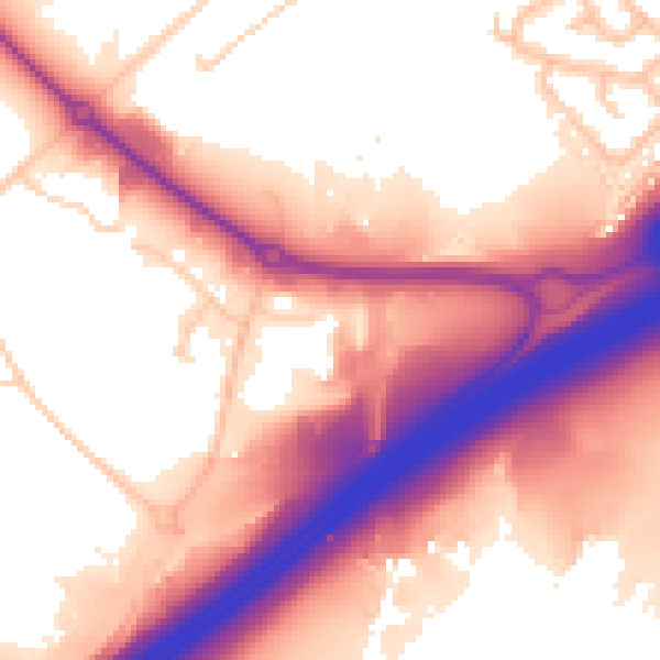 Daytime road noise heatmap for OL16 4NW