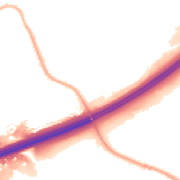 Night-time road noise heatmap for OL16 4NY